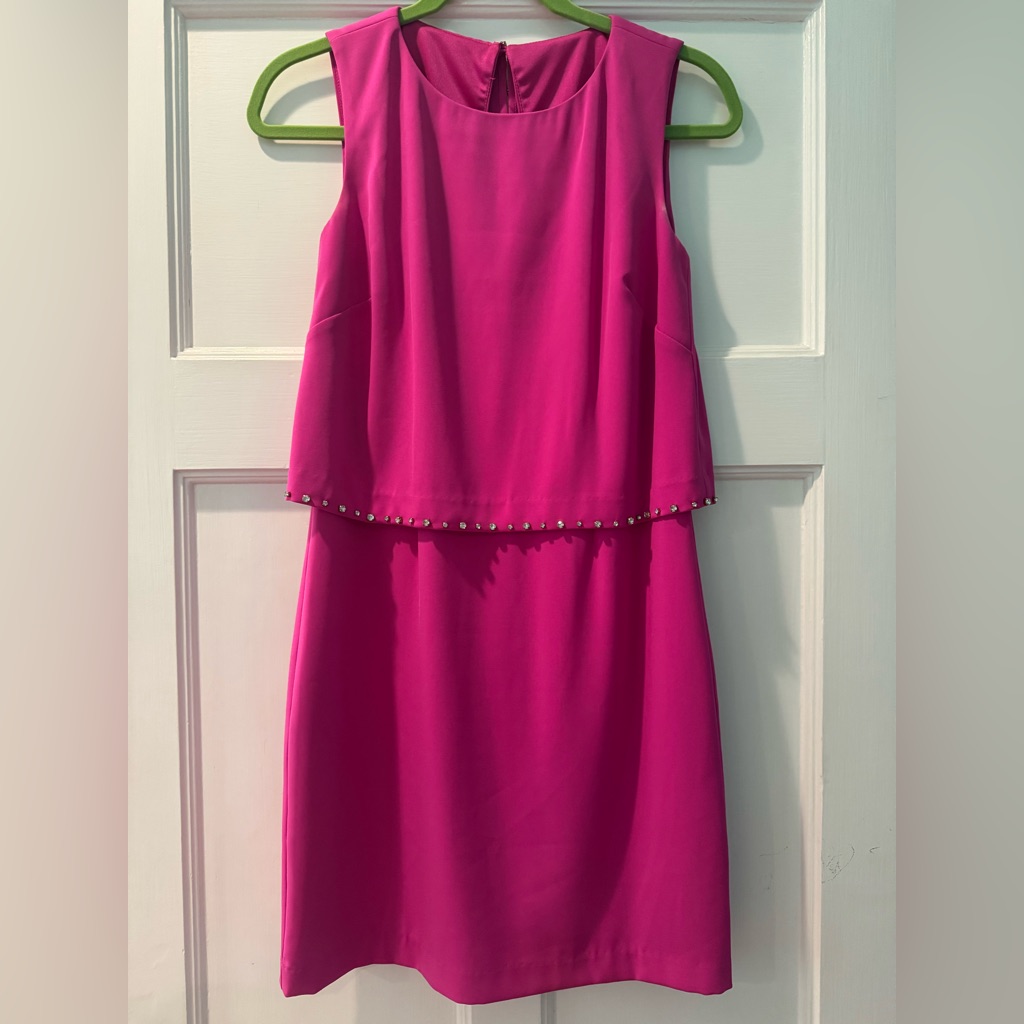 Laundry By Shelli Segal Hot Pink Dress With Embellished Details